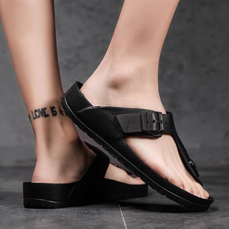 Sommer cool herre& #39 ;s flip-flop sandaler fodbue massage korrektion gå strand udendørs bløde gummi hjemmesko af fisk herre