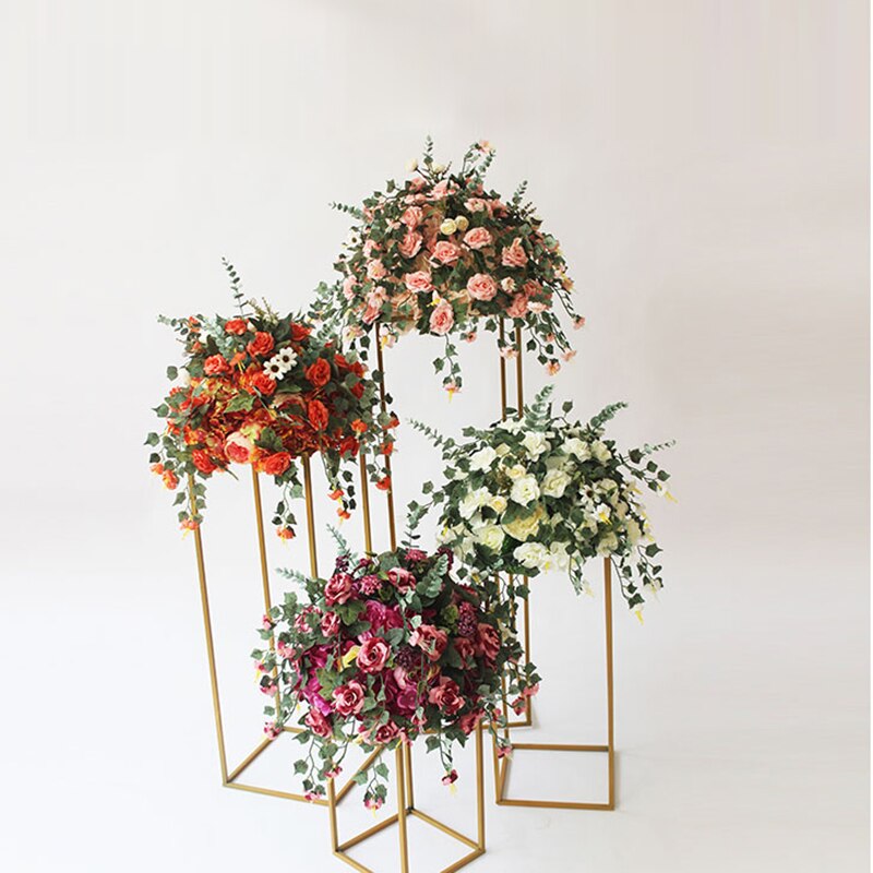 Brugerdefinerede 38cm silke rose kunstige blomster kugle centerpieces arrangement indretning vej bly til bryllup bagtæppe bord blomst bold