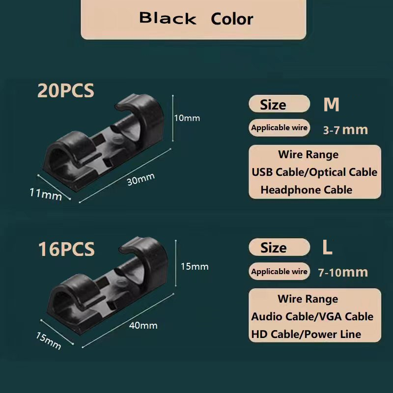 Organizador de cables, Clips acrílicos para cables, gestión de cables, soporte para enrollador de cables, organizador de cables adhesivo reutilizable, soporte para cables de TV y PC: Rosa