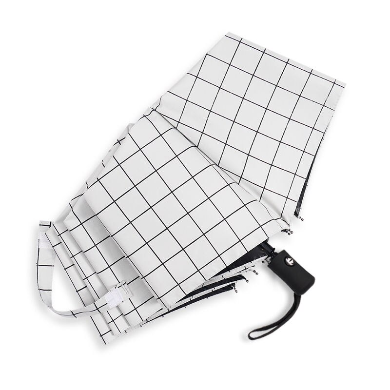 Black&amp;white Dot Umbrella Rain Women Uv Hook U-shape Curved Handle Umbrella For Women Windproof Umbrellas: glue-white plaid