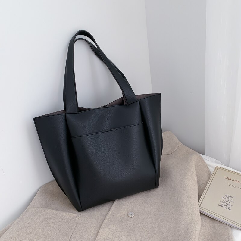 Laamei femmes Sac à Main grande capacité sacs à bandoulière de en cuir PU sacs à bandoulière dames sacs sauvages Sac A Main Femme: A-Black
