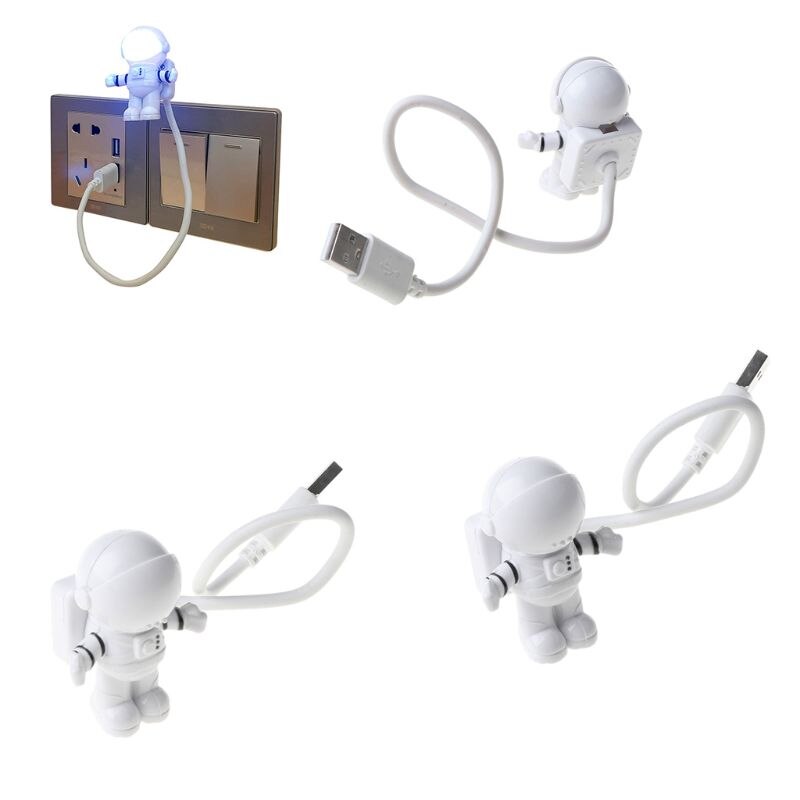 Creatieve Ruimtevaarder Astronaut Led Flexibele Usb Licht Nachtlampje Voor Kinderen Speelgoed Laptop Pc Notebook