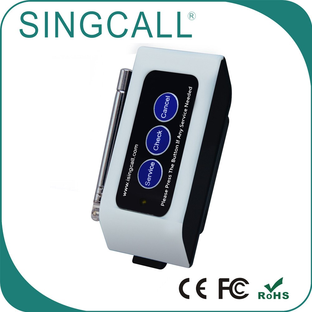SINGCALL Wireless Calling System Can be Fixed on the Desktop Wall, Strong Signal Caller APE830 White
