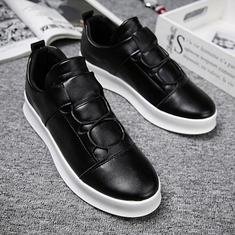 Män läder fritidsskor trend vild lok fu ökad andas runt huvud vita sneakers skor män vintage skor legther no .267