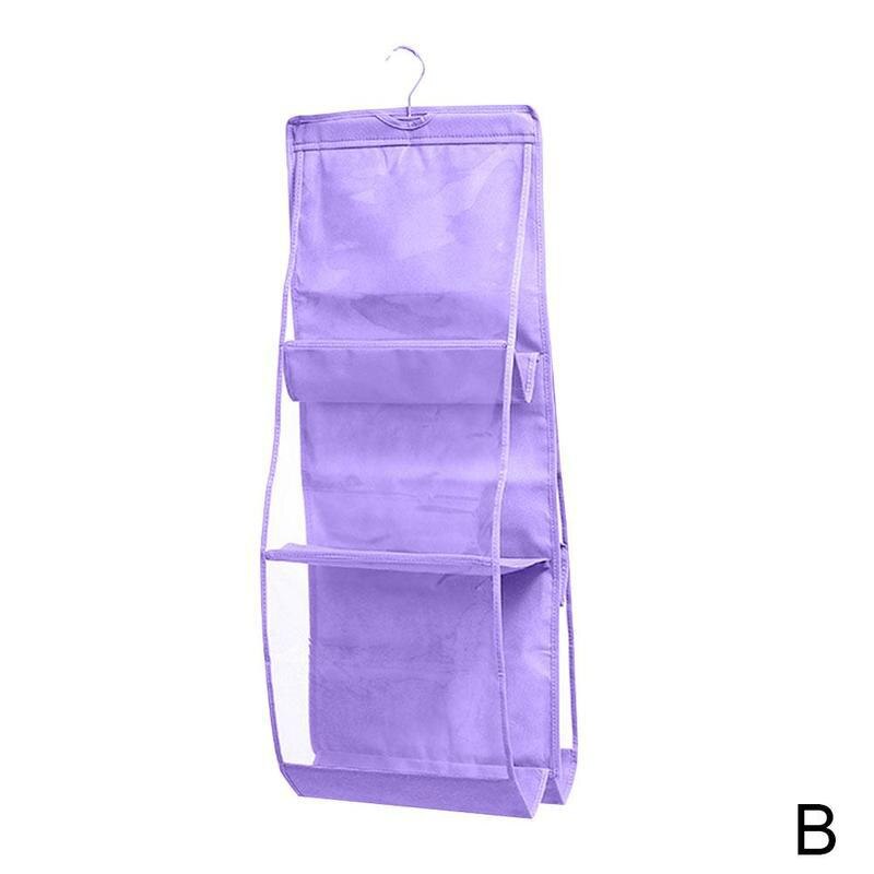 Double-sided Six-layer Bag Hanging Bag For Wardrobe Closet Bag Non-woven Hanging Organizer Storage Handbag F1W8: B