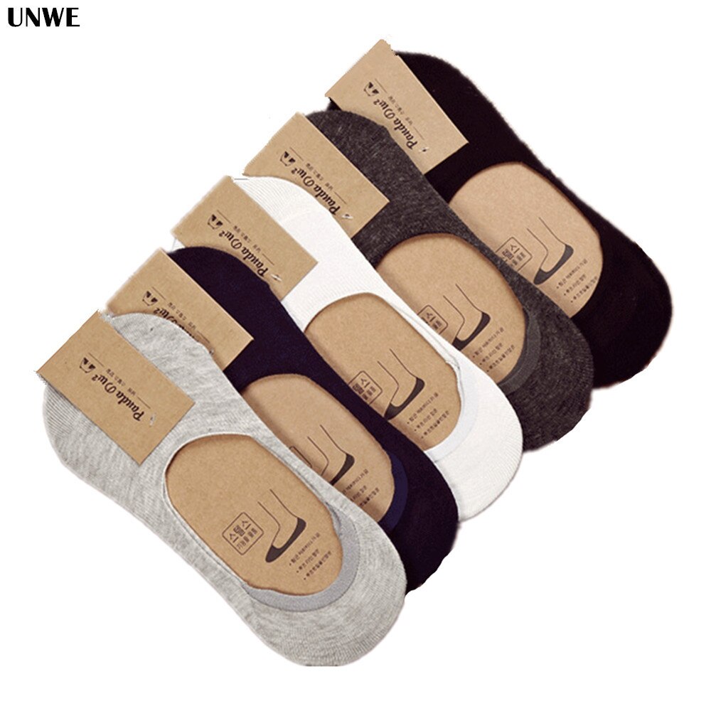 10 Pieces = 5 Pairs Socks Men Invisible Cotton Low Cut Socks Slipper Silicone Anti Skid Boat Socks Unisex Chaussette: 5 Colors