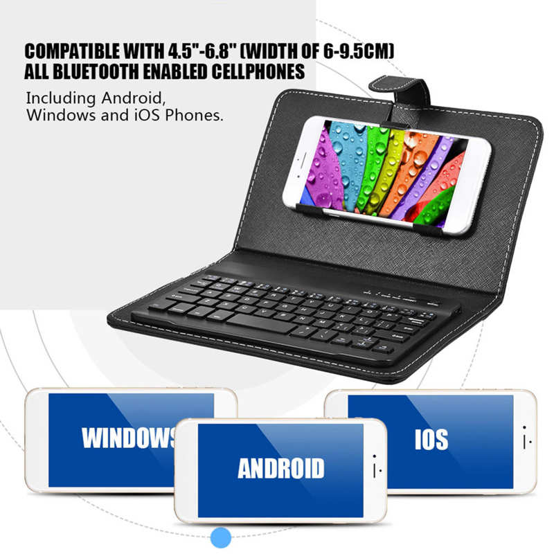 Universal Wireless Bluetooth Keyboard Flip Case Cover Met Stand Voor Ios/Android Telefoons