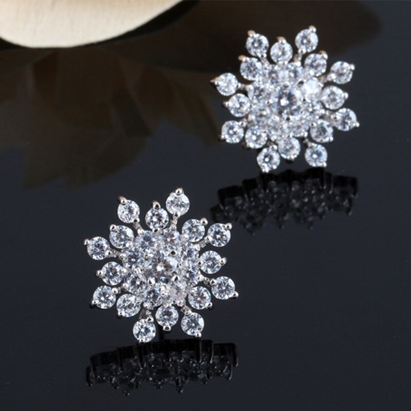 Koreaanse Mode-sieraden Exquisite Rhinestone Crystal Sneeuwvlok Bloem Oorbellen Boucles D' Oreilles Oorbellen