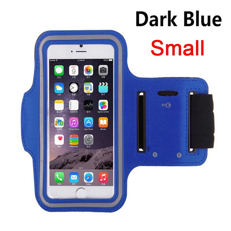 Waterproof 5.5" Gym Running Phone Bag Arm Band Case for iPhone 7 Outdoor Sports Phone Holder Armband Case for J4 J6: Small Dark Blue