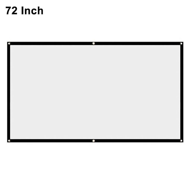 16:9 No Crease Foldable Projection Screen Portable White Projector Curtain 60/72/84/100 Inch for Home Theater Outdoor/Indoor Use: 72