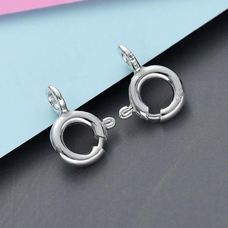 2 Stuks 5-10 Mm Echte Pure Solid 925 Sterling Silver Spring Ring Sluiting Met Open Jump Ring Verbinding gesp Sieraden Maken Bevindingen