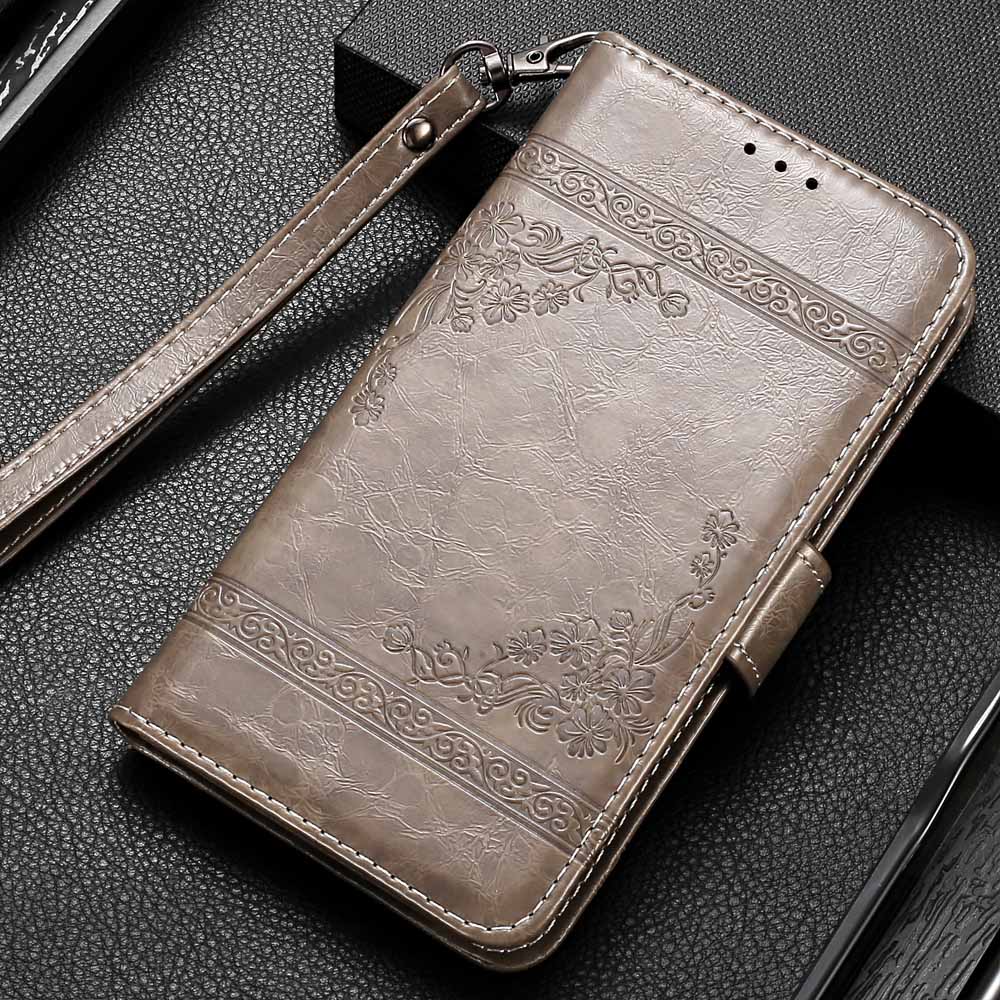 Vintage Wallet Flip Case for Digma LINX Trix 4G Case with Strap Stand Luxury PU Leather Cover Case Fundas: Y Grey