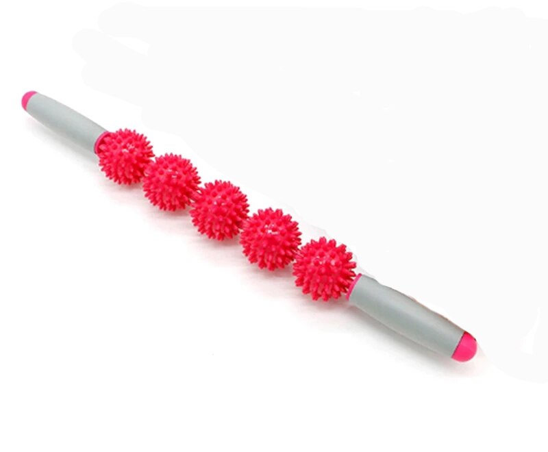 Body Massage Sticks Muscle Roller 5 Spiked Balls Trigger Portable Fitness Leg Arm Muscle Physical Therapy Relieve Yoga Roller: A Pink