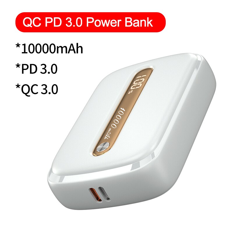 Essager Mini Power Bank 10000 mAh Handy Externe Batterie Ladegerät QC PD 3,0 Für iPhone Xiaomi Tragbare 10000 mAh power: PD QC 3.0 White