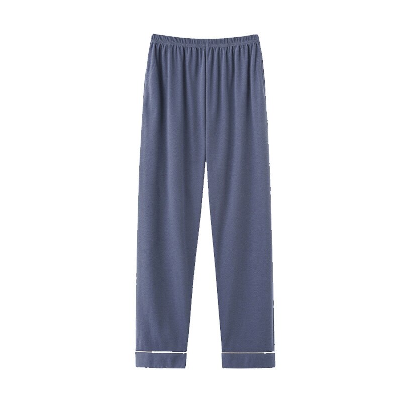All-Match Autumn Pajamas Men&#39;s Long Trousers Solid Color Cotton Home Pants: Blue / XL