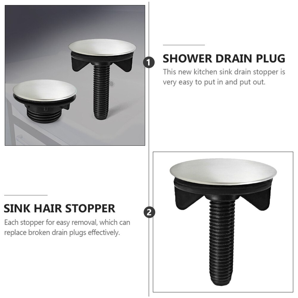 2 Pcs Kitchen Hole Cover Stainless Steel Sink Tap Hole Cover Sink Stopper