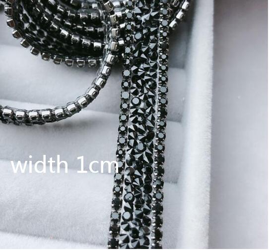 1 Cm Breedte Clear Silver Rhinestone Trim, 1 Yard/Lot, fancy Bruiloft Decoratie Banding Riem Bruids Trimmen Diy Zwarte Ketting: 1cm width jet