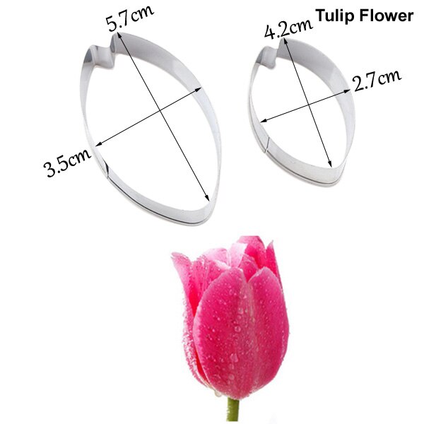 Molde de silicona para decoración de pasteles, vetón y cortador de hojas de tulipán, herramientas de decoración de pasteles, pasta de goma de arcilla, moldes de flores CS267, 2 uds.: Caqui oscuro