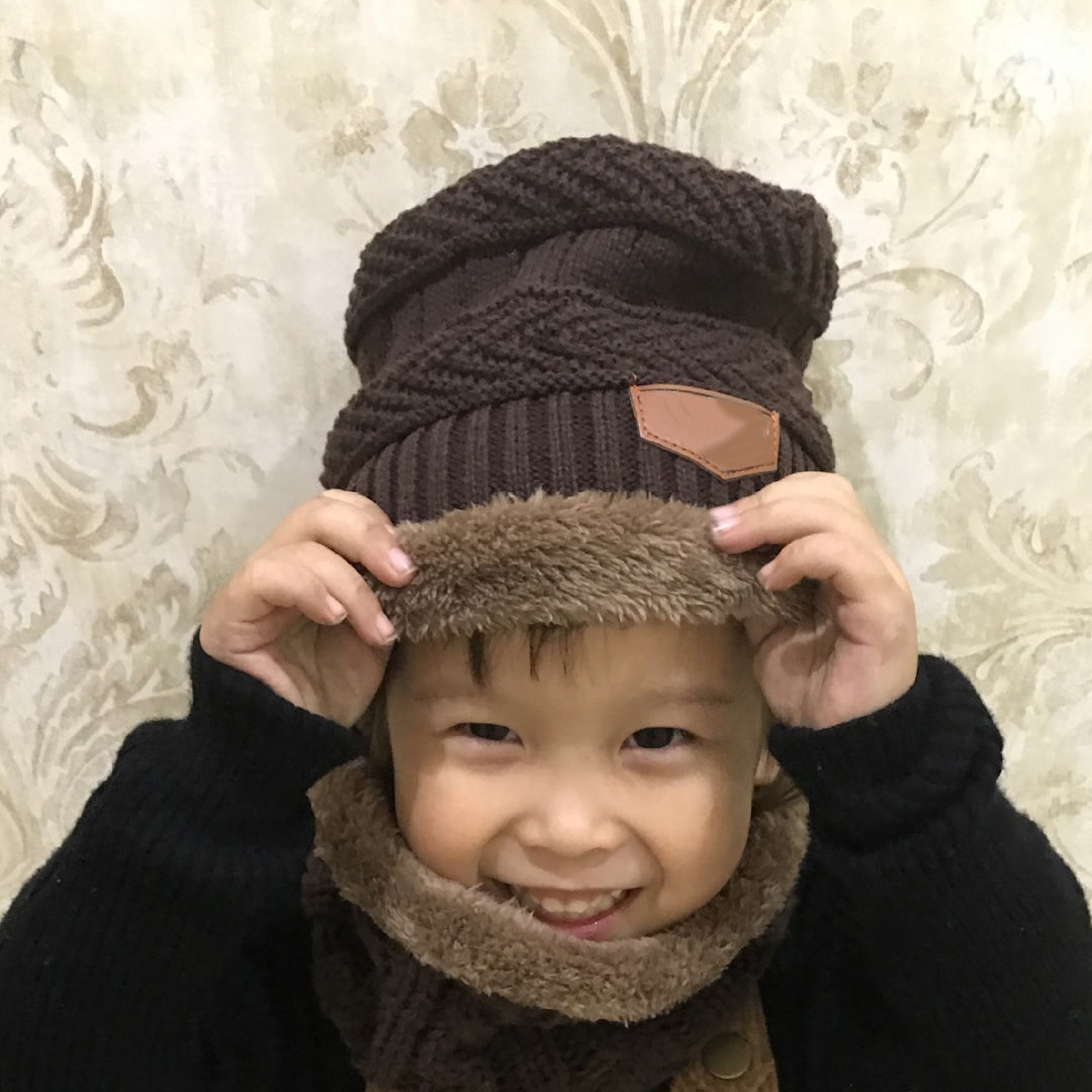 2 stk sæt børn børn hue tørklæde strikning behagelig varm tyk åndbare hatte tørklæde sæt til vinter