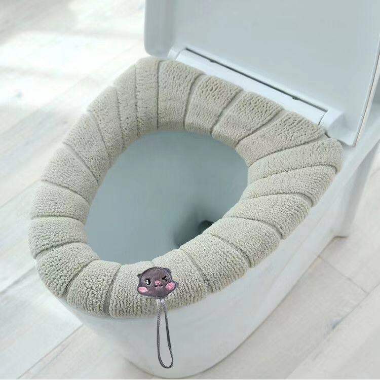 toilet seat cover wc bril hoes toilet cover wc bril cover wc seat cover wc hoes wc bril ver Winter Warm Toilet Seat Cover Closestool Mat 1Pcs Wasbare Badkamer Accessoires Breien Pure Kleur Zachte O-Vorm Pad bidet Cover: D-2