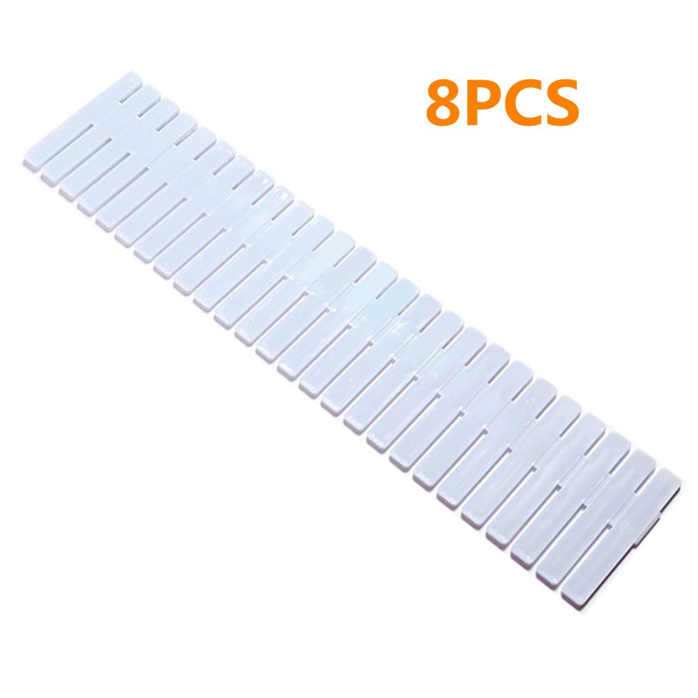 DIY Drawer Divider diy storage shelves Household Adjustable Plastic Storage Box Partition Board Space-saving Tools for Socks: 8PCS  Light Blue