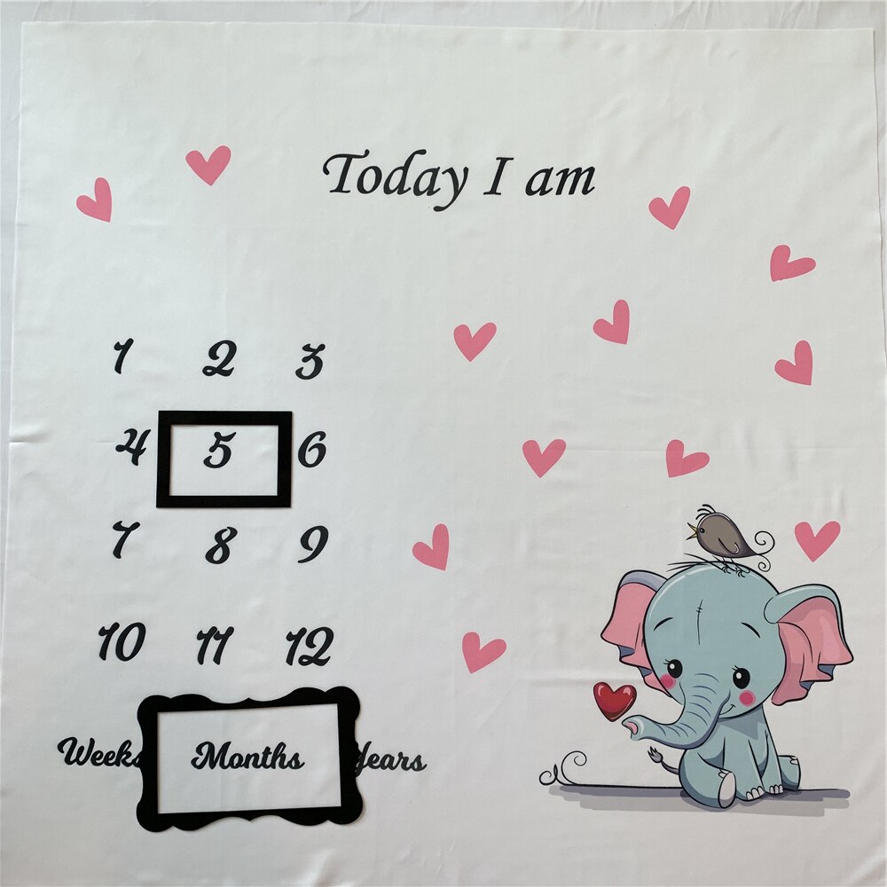 Couverture de bébé tapis de jeu toile de fond éléphant dessin animé nordique anniversaire Photo arrière-plan accessoires