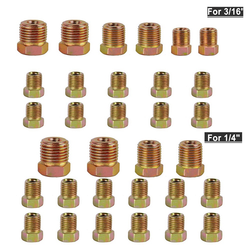 Tubería de freno de cobre, Kit de tubería de freno con 32 tuercas, tubería de cobre de agua fría y , 25 pies, 1/4 y 25 pies, 3/16