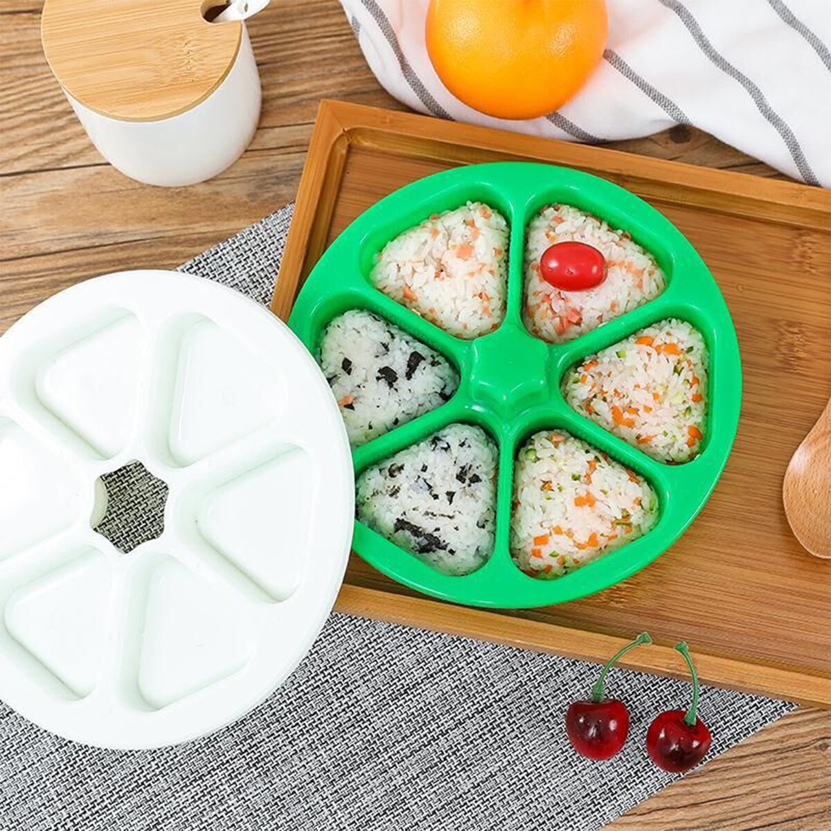 1Pc 6 Gaten Sushi Mold Onigiri Rijst Bal Bento Druk Maker Mold Diy Tools Utility Keuken Accessoires: Default Title