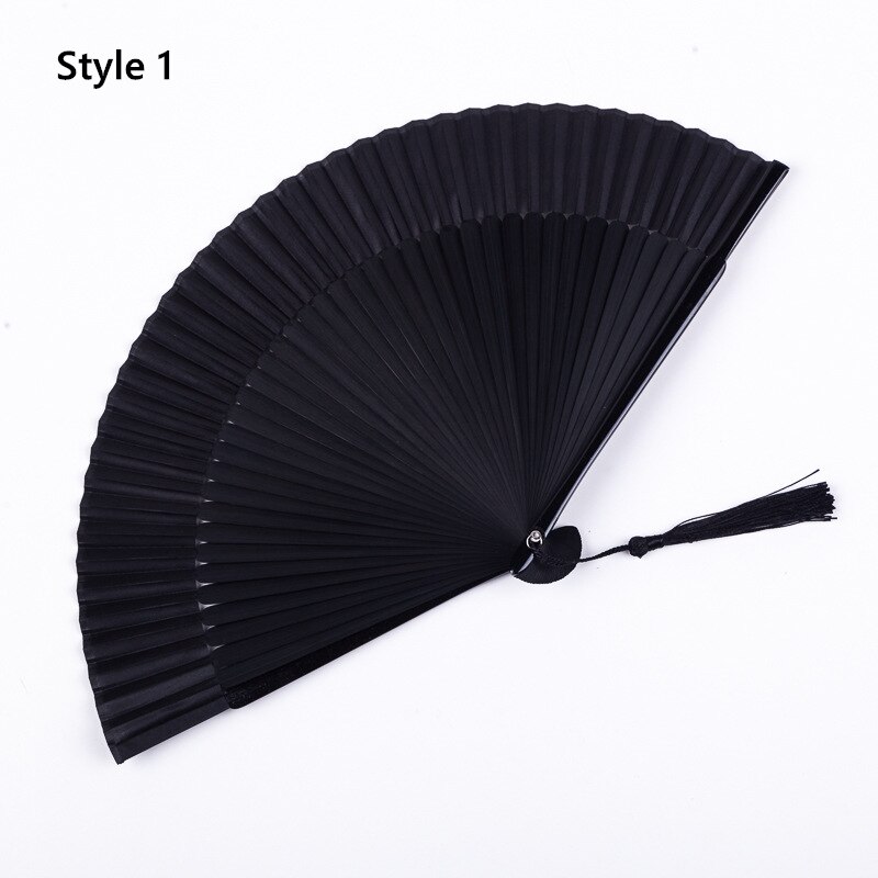 Kinesisk stil sort fan folde ventilator kvindelig klassisk dans fan håndværk fan folde ventilator: Stil 1