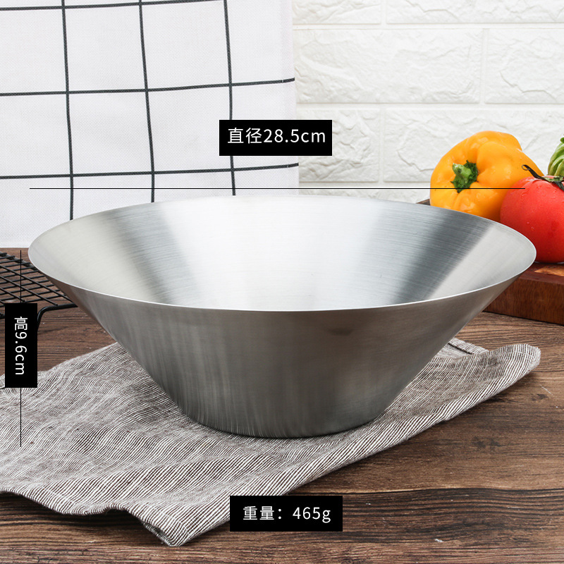 Japanse Ramen Kom 304 Rvs Single Layer Koude Noodle Kom Koreaanse Bibimbap Kom Noodle Kom Creatieve Soepkom: Silver 28.5cm