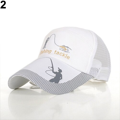 Sombrero de pesca para hombre, gorra de béisbol, malla, protección solar, para exteriores: Blanco