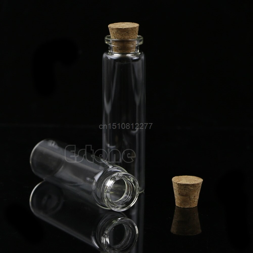 30Pcs 20mL Mini Small Tiny Clear Cork Stopper Glass Bottles Vials Grocery D15