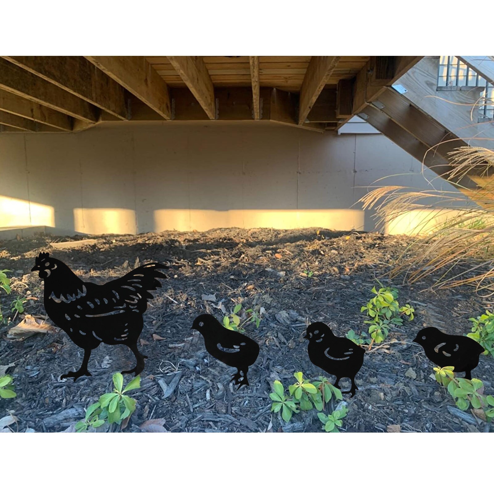 Kip Yard Art Outdoor Tuinbeelden Achtertuin Gazon Stakes Metalen Hen Yard Decor Tuin Acryl Standbeelden Decor Ornament