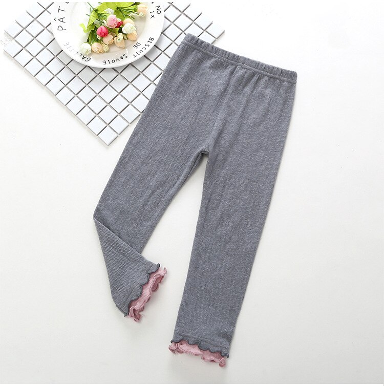 2022 Plain Pink Summer Girls Pants and Leggings Kids Ankle Length 1 2 3 4 5 6 7 8 Years Old Kids Clothes OKL194006: Dark Grey / 110cm