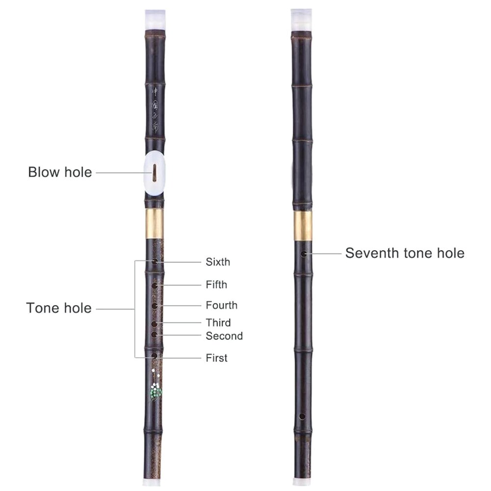Detachable Natural Black Bamboo Bawu Flute Tube Chinese Ethnic Wind Instrument for Beginners Music Lovers GTune