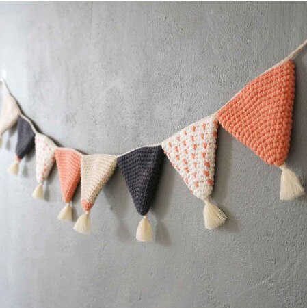 Nordique pur coton à la main au Crochet fanion suspendus drapeau enfants chambre décoration maison tenture murale décor bébé: 2