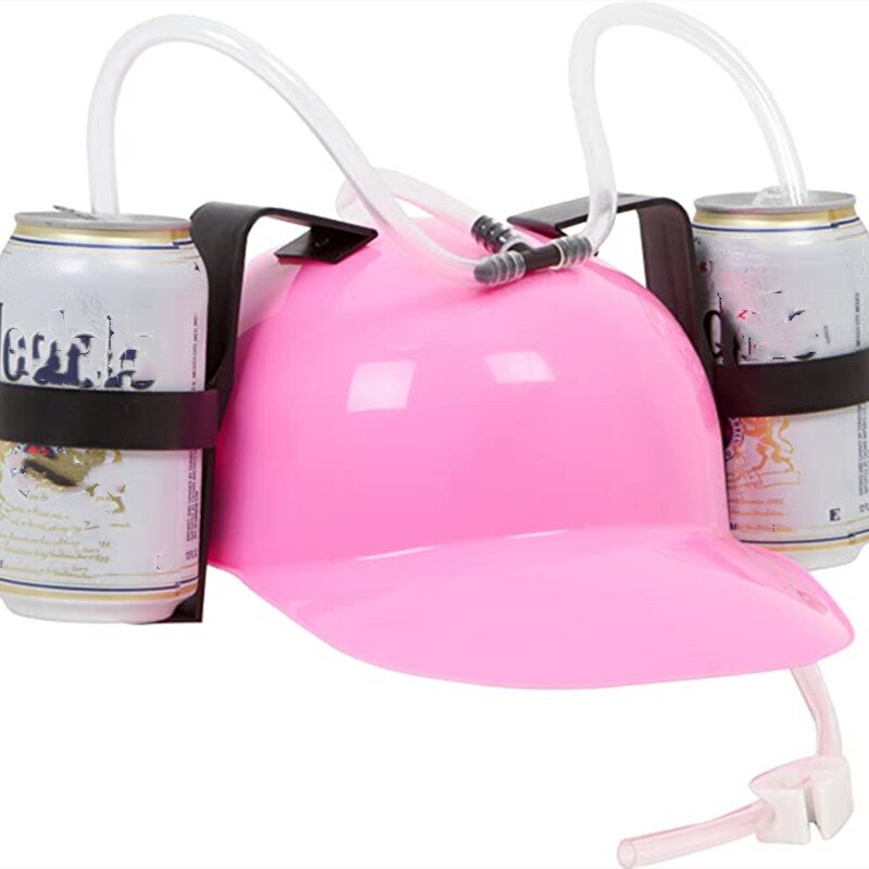 Drinking Helmet Hat Novel And Interesting Canned Drinker Hat With Straws Black Red Beer Soda Party Hat Men Women: 04