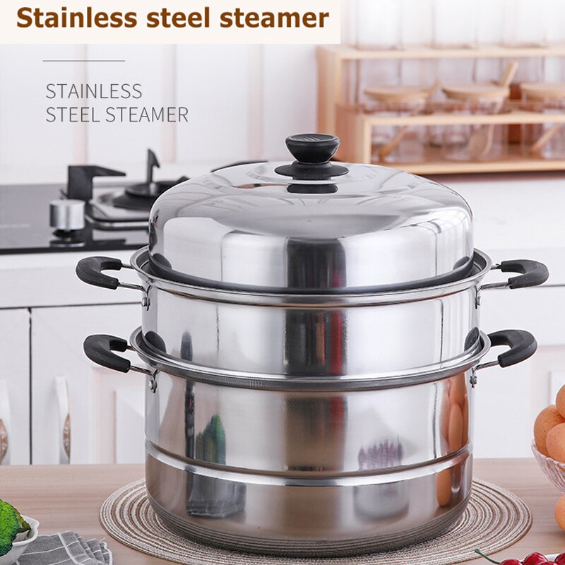 Stainless Steel Three layer Thick Steamer pot Soup Steam Pot Universal Cooking Pots for Induction Cooker Gas Stove Steam pot