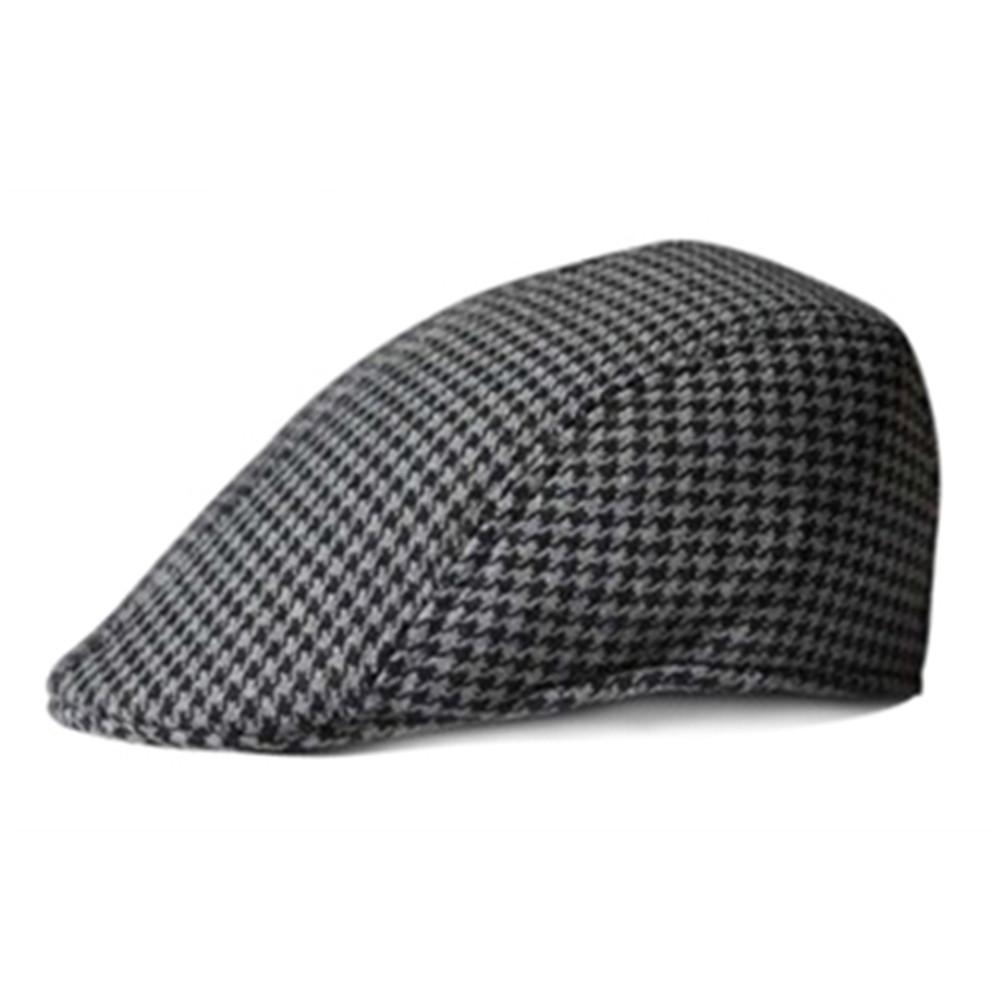 Enkelt houndstooth mønster utendørs varm holde golf beret flat cap casual peaked cap golf hatt for menn og kvinner: E