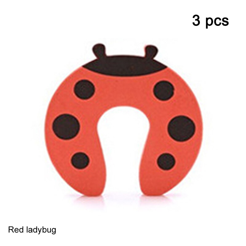 Tope de puerta con dibujos de animales, cerrojo para mejorar el hogar, seguridad para bebés y niños, Protector de dedos, pellizco, Tope de puerta, 3 unids/set por Set: ladybug