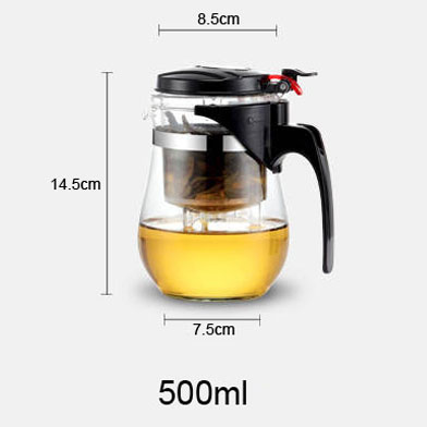 Varmebestandigt glas tekande kinesisk kung fu te sæt puer kedel kaffeglas kaffemaskine bekvem kontor tekande: 500ml