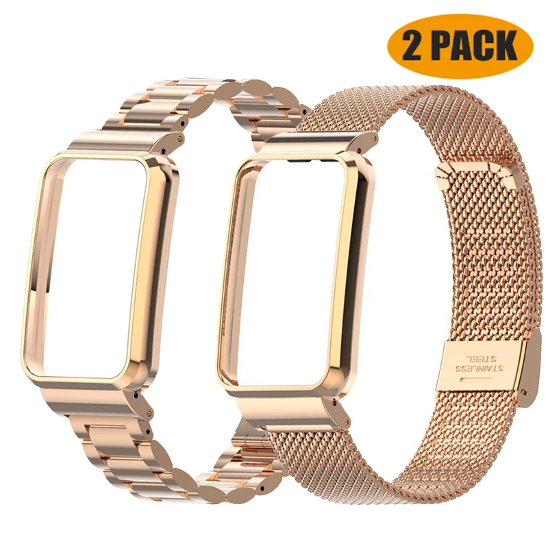 Correa de acero inoxidable para Xiaomi Mi Band 7 Pro, pulsera para reloj inteligente, Protector de caja de Metal, cubierta de pulsera para Mi Band 7 Pro: Verde