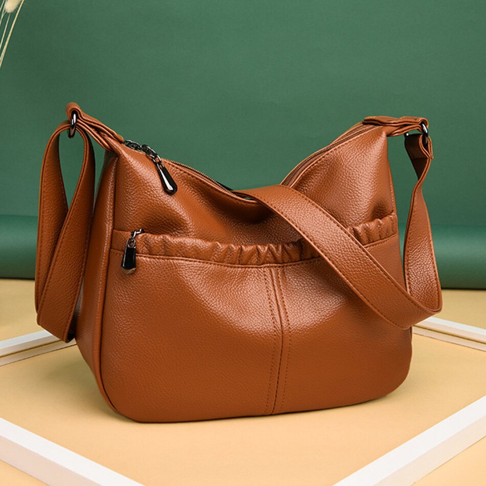 Vintage zachte leren dames schoudertassen luxe handtassen damestassen kleine crossbody tassen voor dames koerierstas