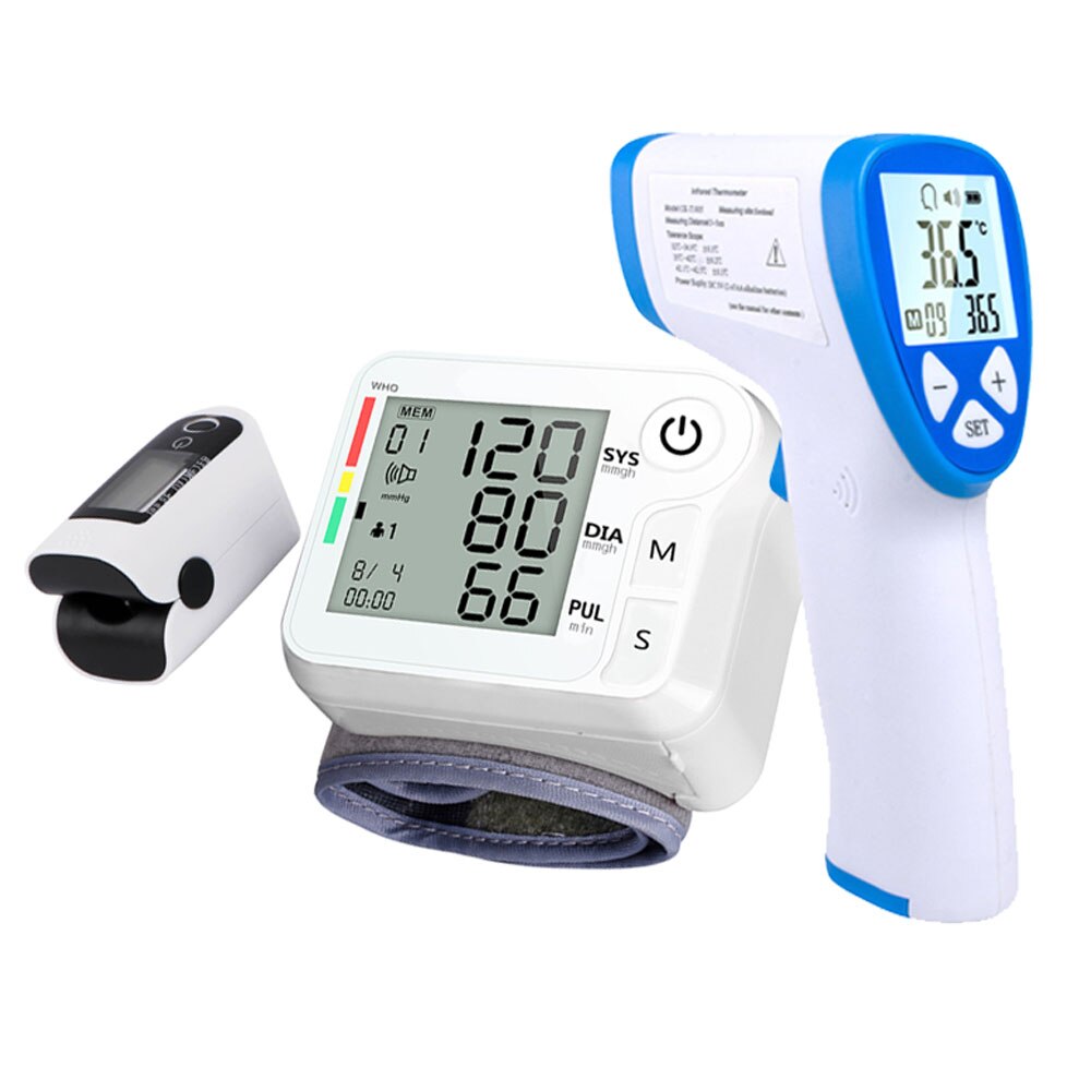 Thermometer & Blood Pressure Monitor &Fingertip Pulse Oximeter Oxymeter Pulsioximetro Finger Blood Oxygen Meter 3in1 Health Care: Default Title