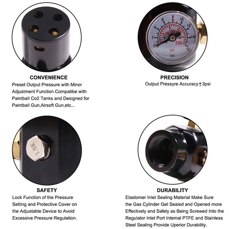 Regulator Mini Co2 Regulator for Pneumatic Tools Including Nailers, Staplers