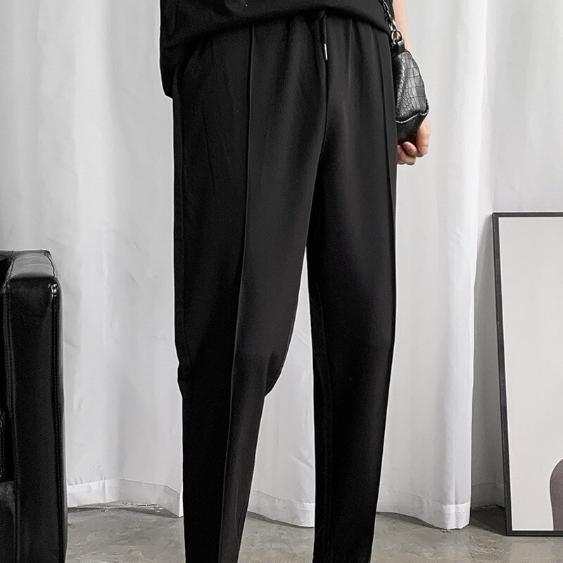 Sorte løbebukser fritidsbukser til mænd business casual kjole bukser mænd streetwear vilde løse joggerbukser m -2xl