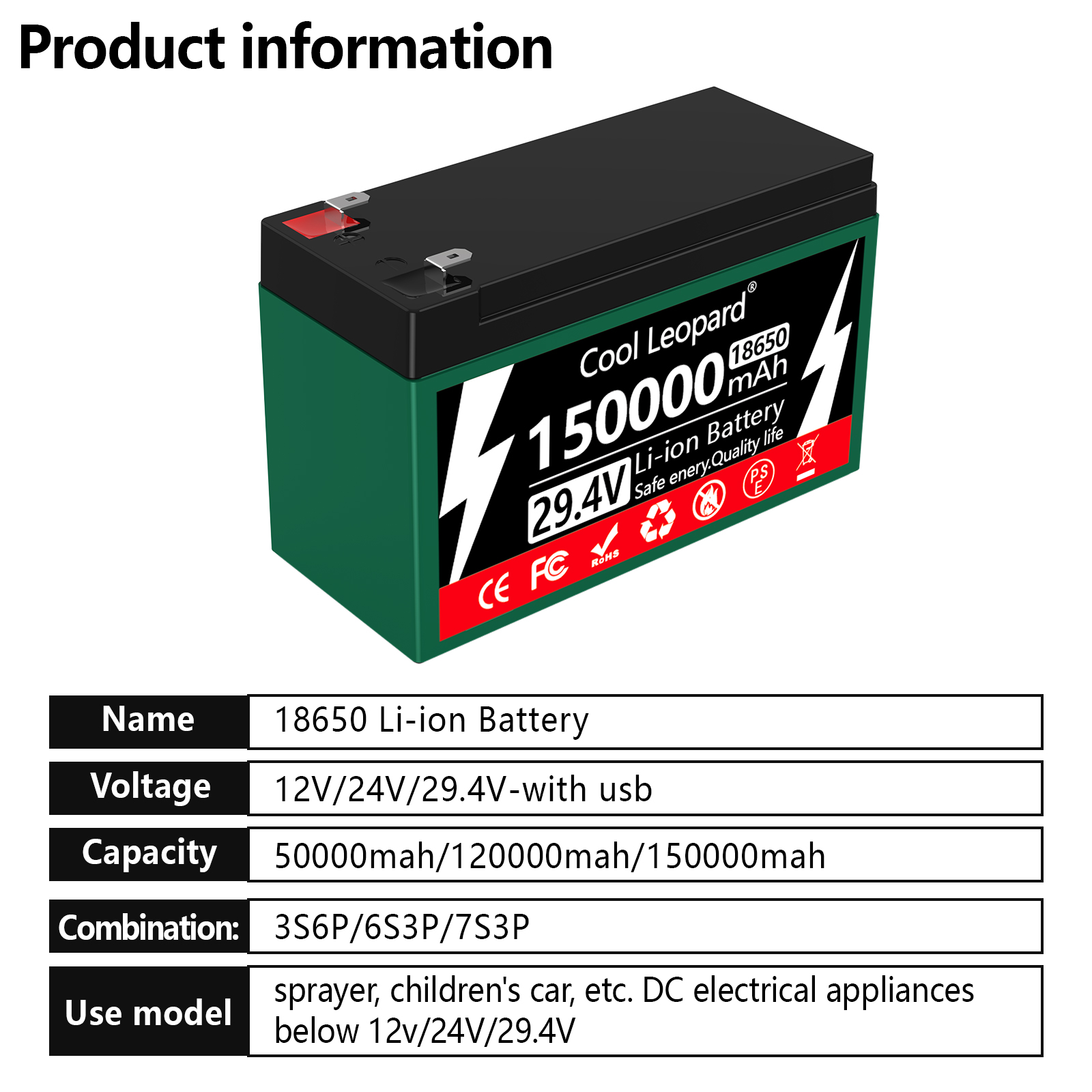24v batterier 150ah 18650 litiumbatteripaket uppladdningsbart batteri för solenergi elfordonsbatteri +29.4v 2a laddare