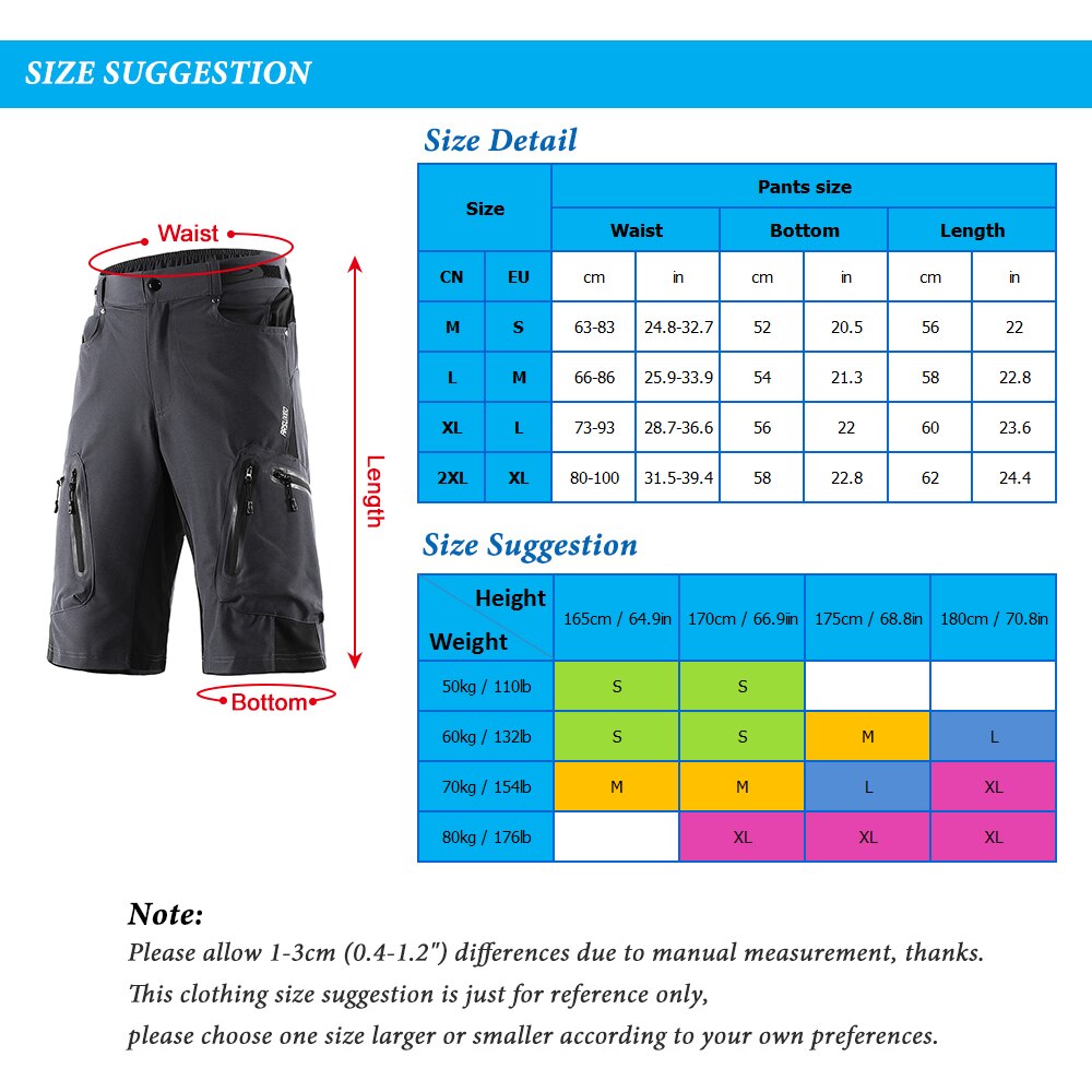 Lixada Bicycle Shorts Baggy Shorts Breathable Cycling Shorts For Men MTB Mountain Bike Shorts with Zippered Pockets