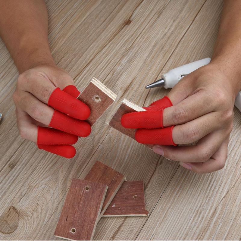 Anti-slip Glue Gun Finger Caps Silicone Finger Cover Protector for High Temperature Resistant Anti-scalding Particles Pitted