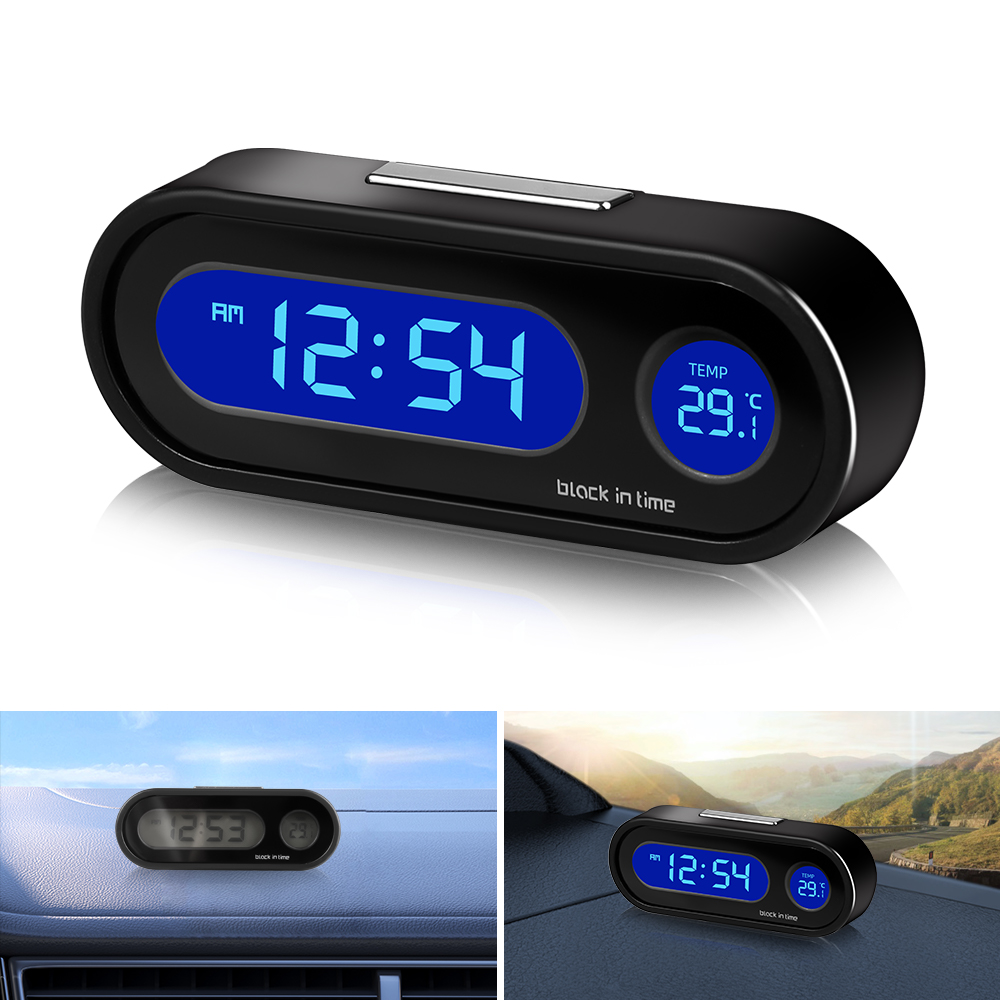 Auto Uhr Zeit Uhr Mini elektronische Auto Uhren leuchtende Innen Thermometer LCD Hintergrund beleuchtung Digital anzeige Autozubehör
